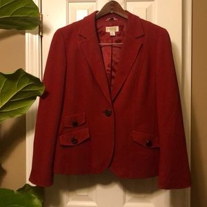 Talbots red rayon/wool dress jacket, stretch, 14P